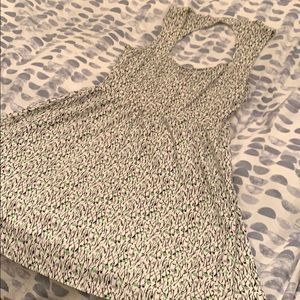 White with Purple/Black/Green floral print Dress